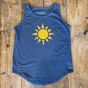 Life Is Good Navy Tank with Yellow Sun Graphic